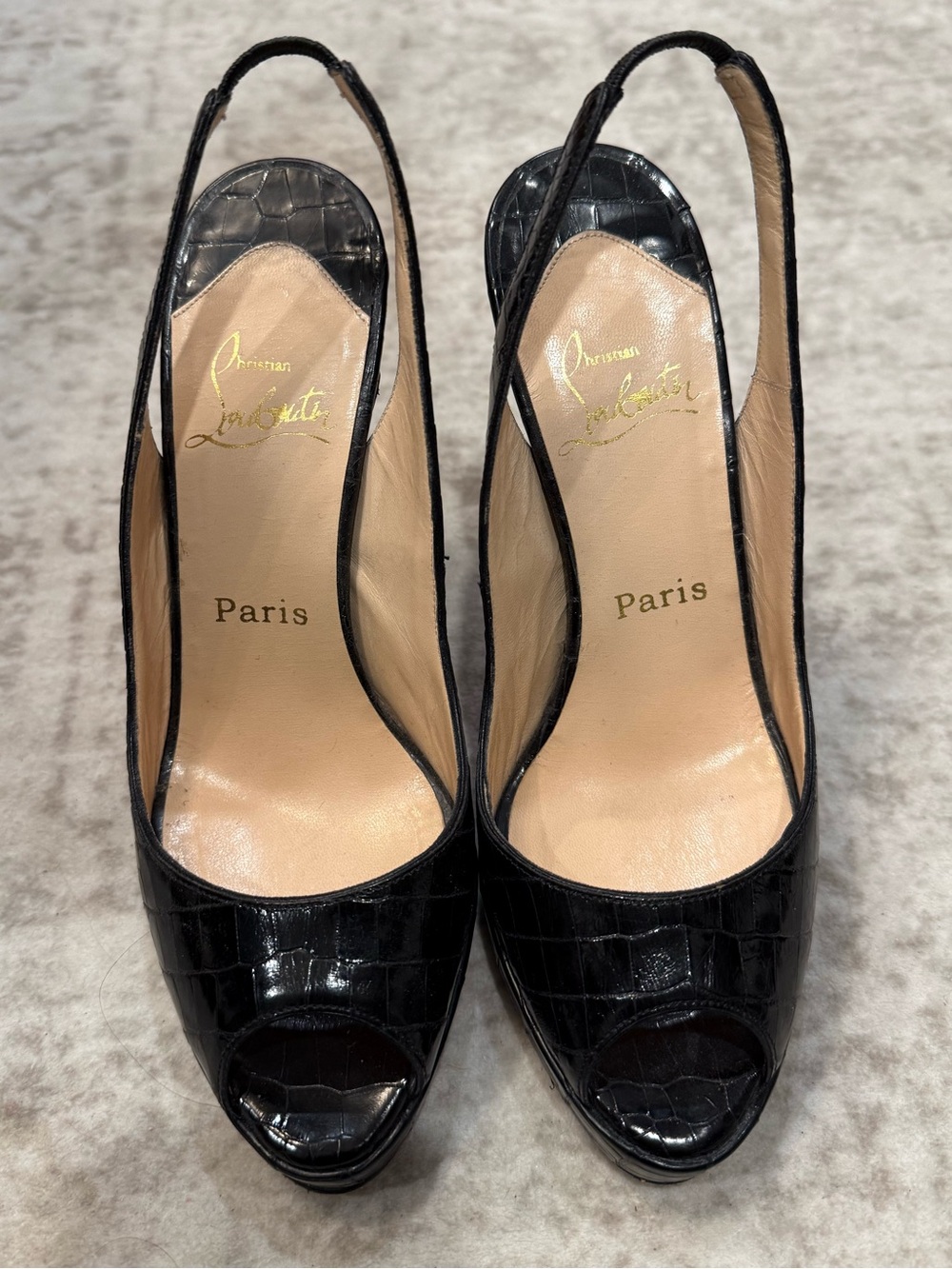 Custom black alligator Christian Louboutin 37 1/2